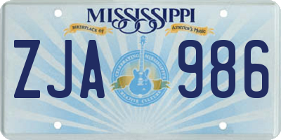 MS license plate ZJA986