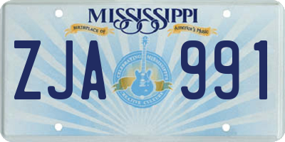 MS license plate ZJA991