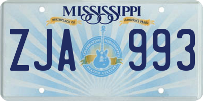 MS license plate ZJA993