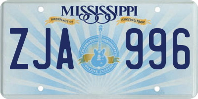 MS license plate ZJA996