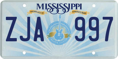 MS license plate ZJA997