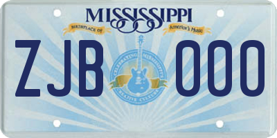 MS license plate ZJB000