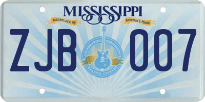MS license plate ZJB007