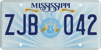 MS license plate ZJB042