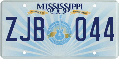 MS license plate ZJB044