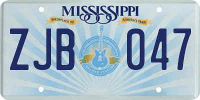 MS license plate ZJB047