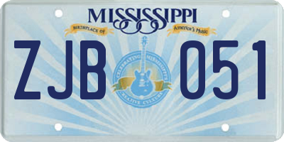 MS license plate ZJB051