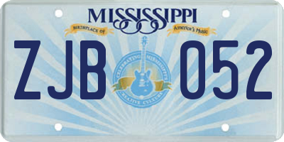 MS license plate ZJB052