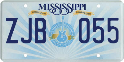 MS license plate ZJB055