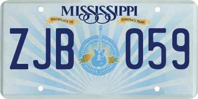 MS license plate ZJB059