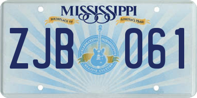 MS license plate ZJB061