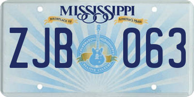 MS license plate ZJB063