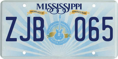 MS license plate ZJB065