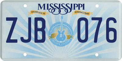 MS license plate ZJB076