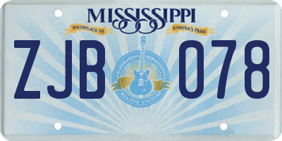 MS license plate ZJB078
