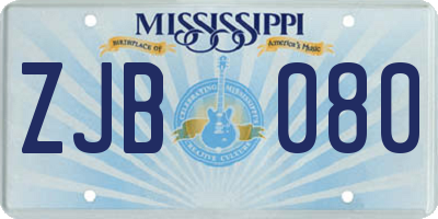 MS license plate ZJB080