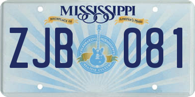 MS license plate ZJB081