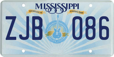 MS license plate ZJB086