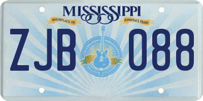 MS license plate ZJB088