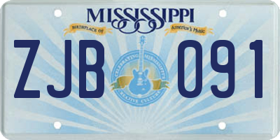 MS license plate ZJB091