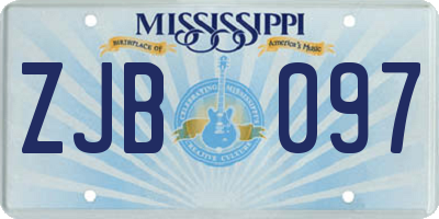 MS license plate ZJB097