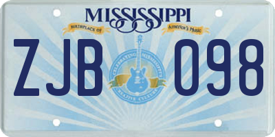 MS license plate ZJB098