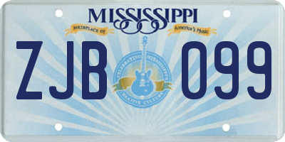 MS license plate ZJB099