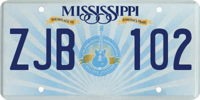 MS license plate ZJB102