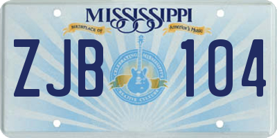 MS license plate ZJB104