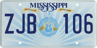MS license plate ZJB106