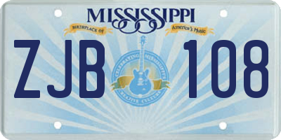 MS license plate ZJB108