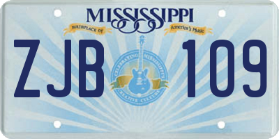 MS license plate ZJB109