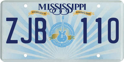MS license plate ZJB110