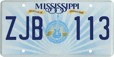 MS license plate ZJB113