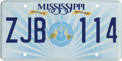 MS license plate ZJB114
