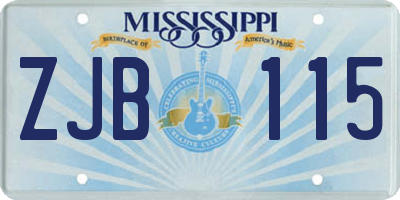 MS license plate ZJB115