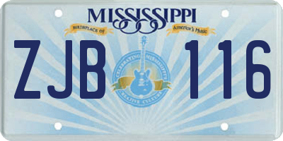 MS license plate ZJB116