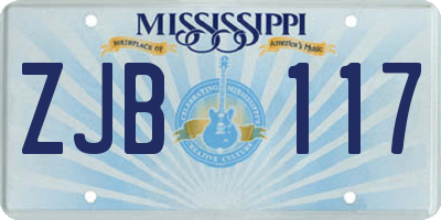 MS license plate ZJB117