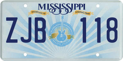 MS license plate ZJB118