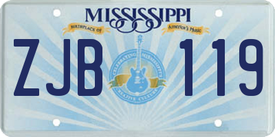 MS license plate ZJB119