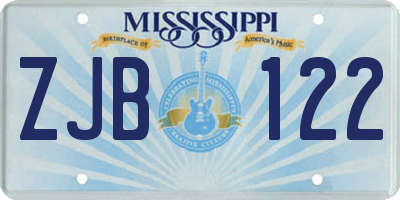 MS license plate ZJB122