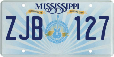 MS license plate ZJB127