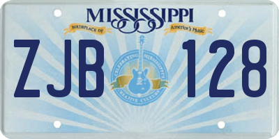 MS license plate ZJB128