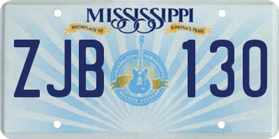 MS license plate ZJB130