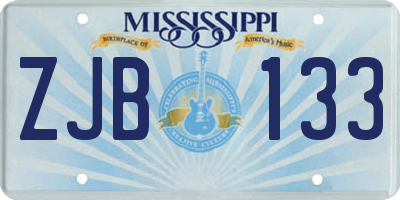 MS license plate ZJB133