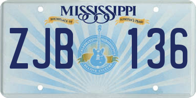 MS license plate ZJB136