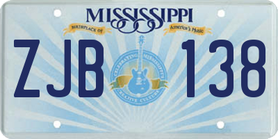 MS license plate ZJB138