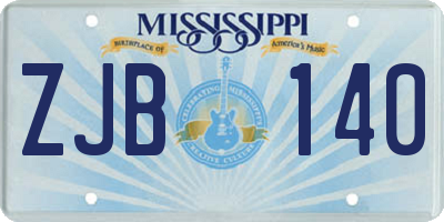 MS license plate ZJB140