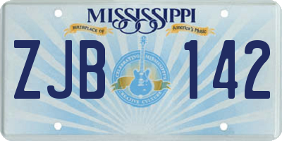 MS license plate ZJB142