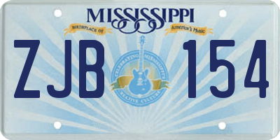 MS license plate ZJB154